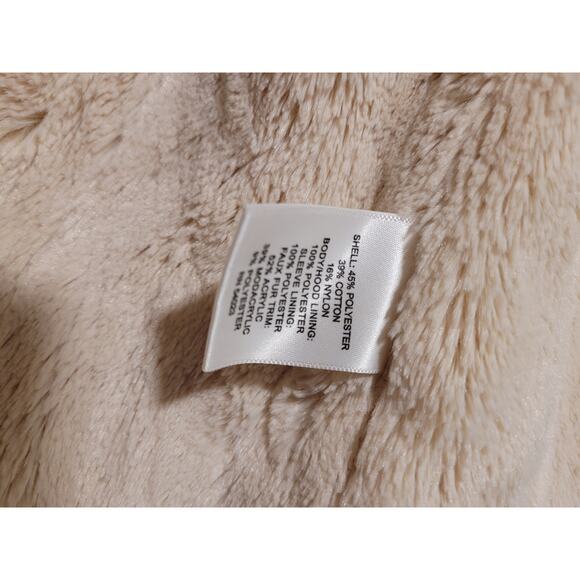 Banana Republic Heritage Women's XS Beige Fur Collar Classy Coat - Picture 15 of 16